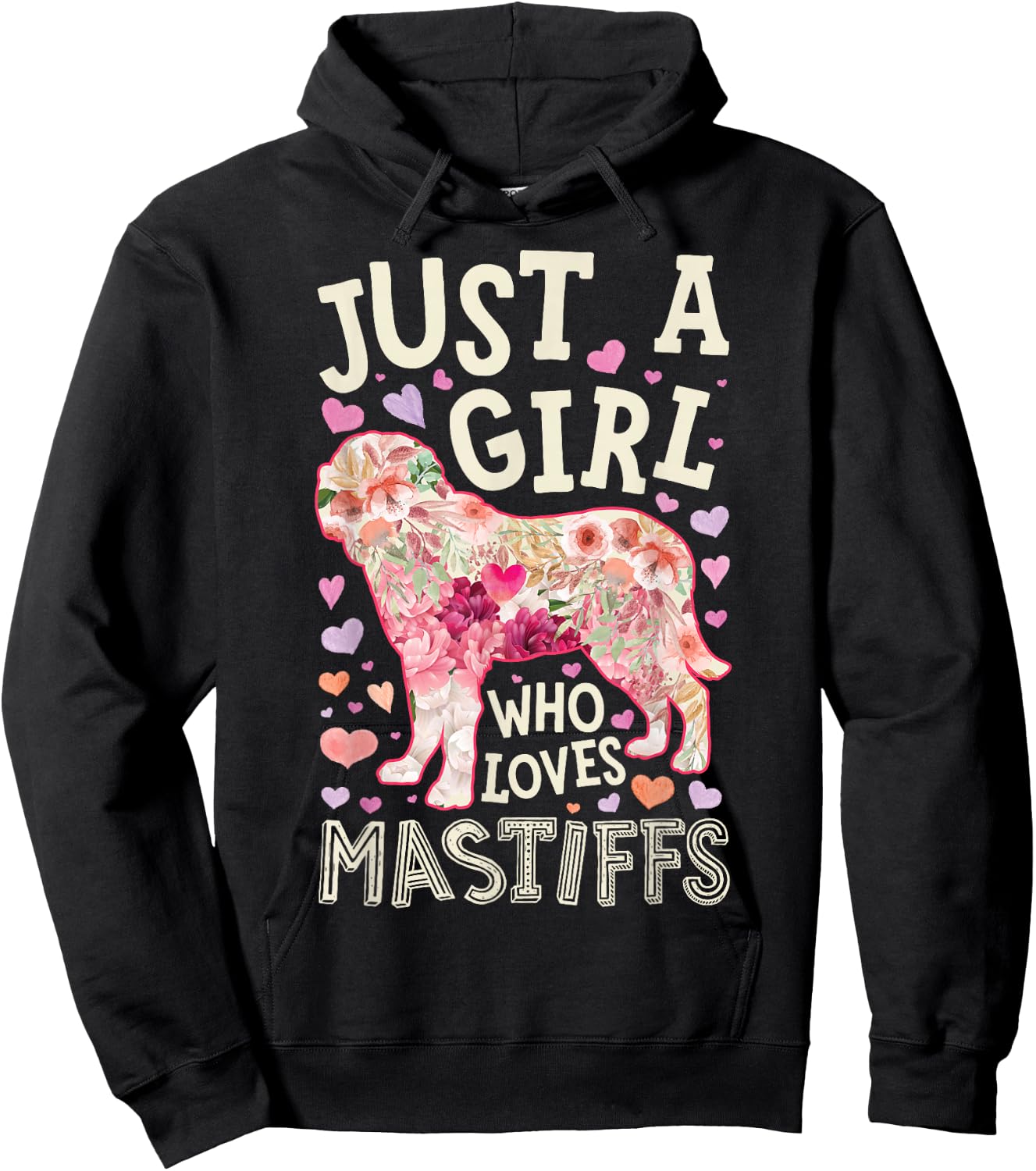 English Mastiff Just A Girl Who Loves Mastiffs Dog Flower Hoodie - Hoodie | Black