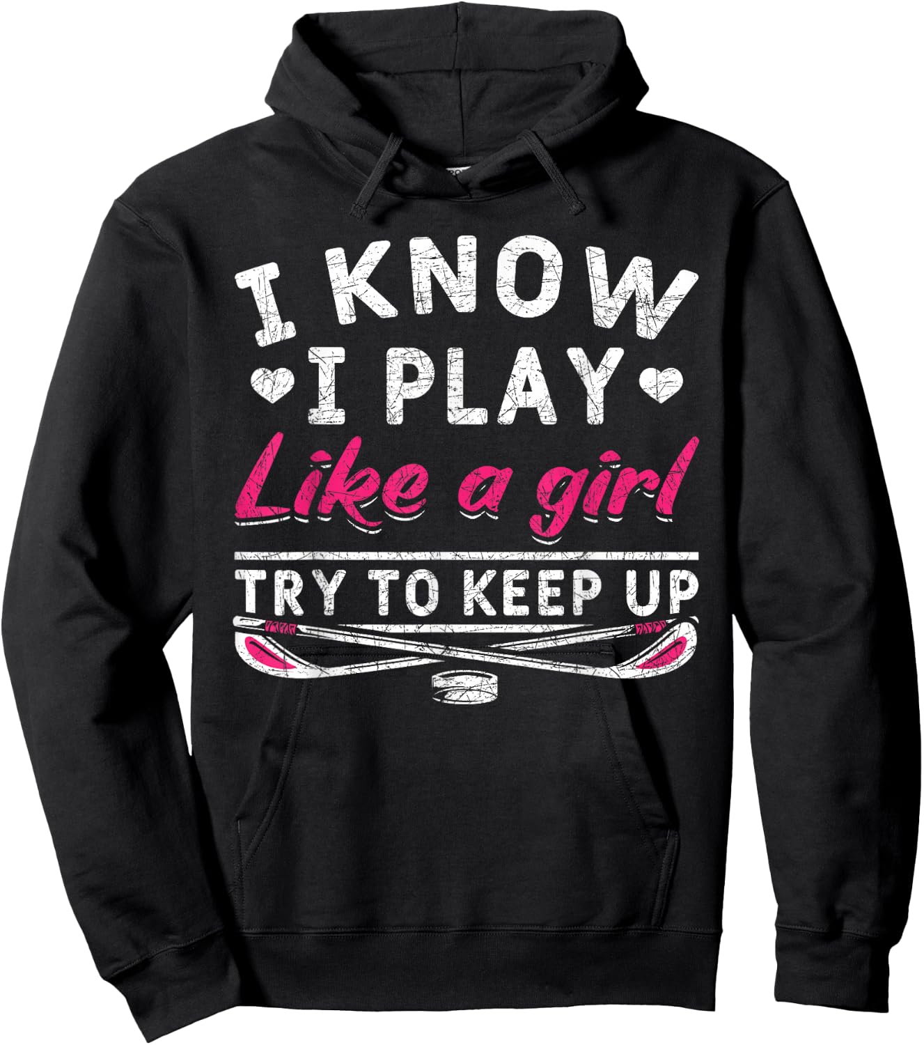 Hockey Player Women Girls Kids Gift Funny Ice Hockey Hoodie - Hoodie | Black