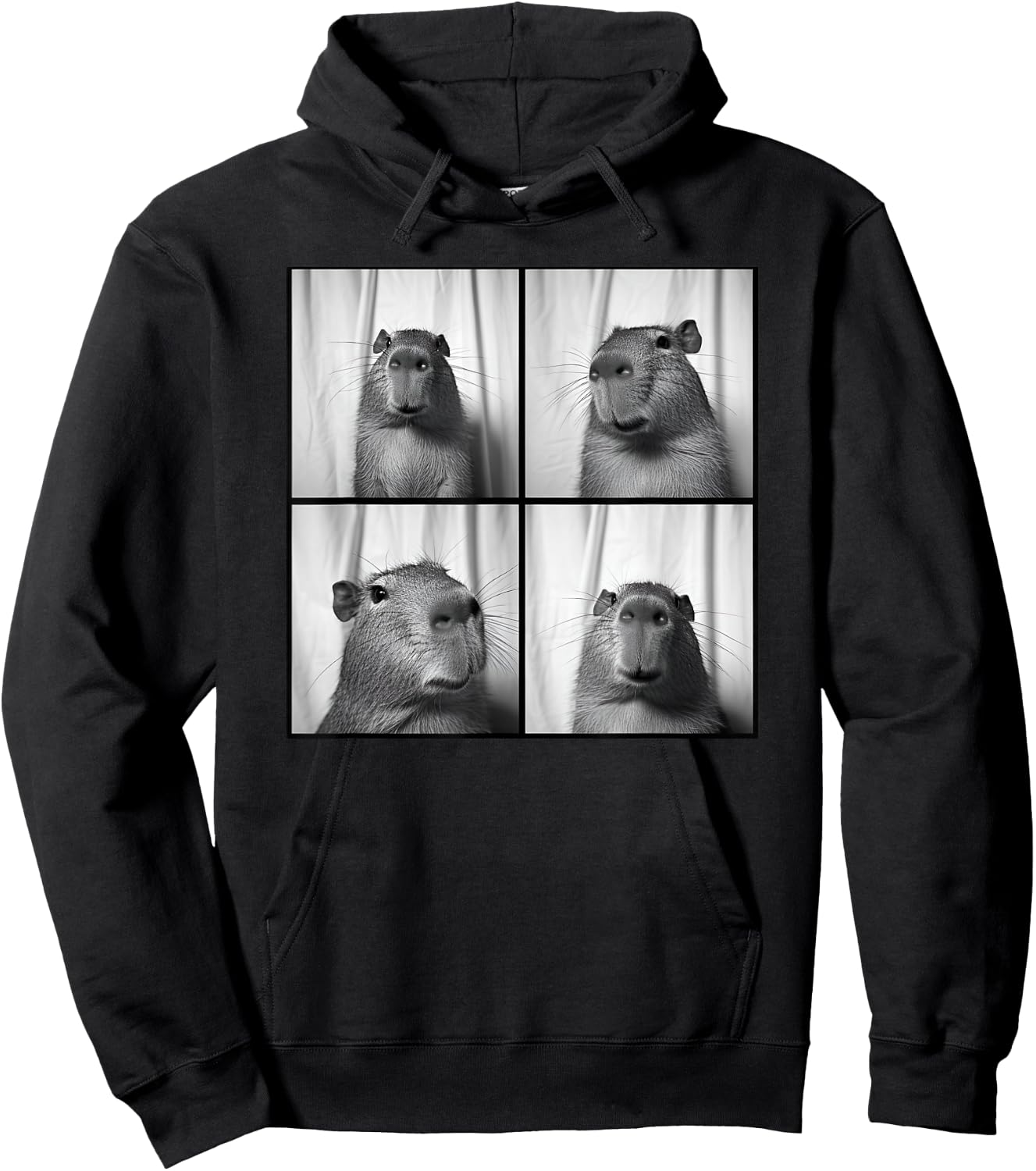 Capybara Capy Photobooth Picture Quirky Funny Odd Animal Hoodie - Hoodie | Black