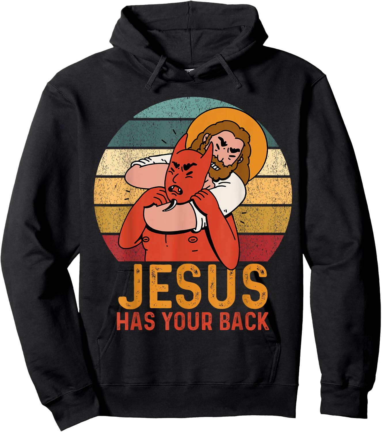 Jesus Has Your Back Jesus Fights The Devil Jesus Lovers Hoodie - Hoodie | Black