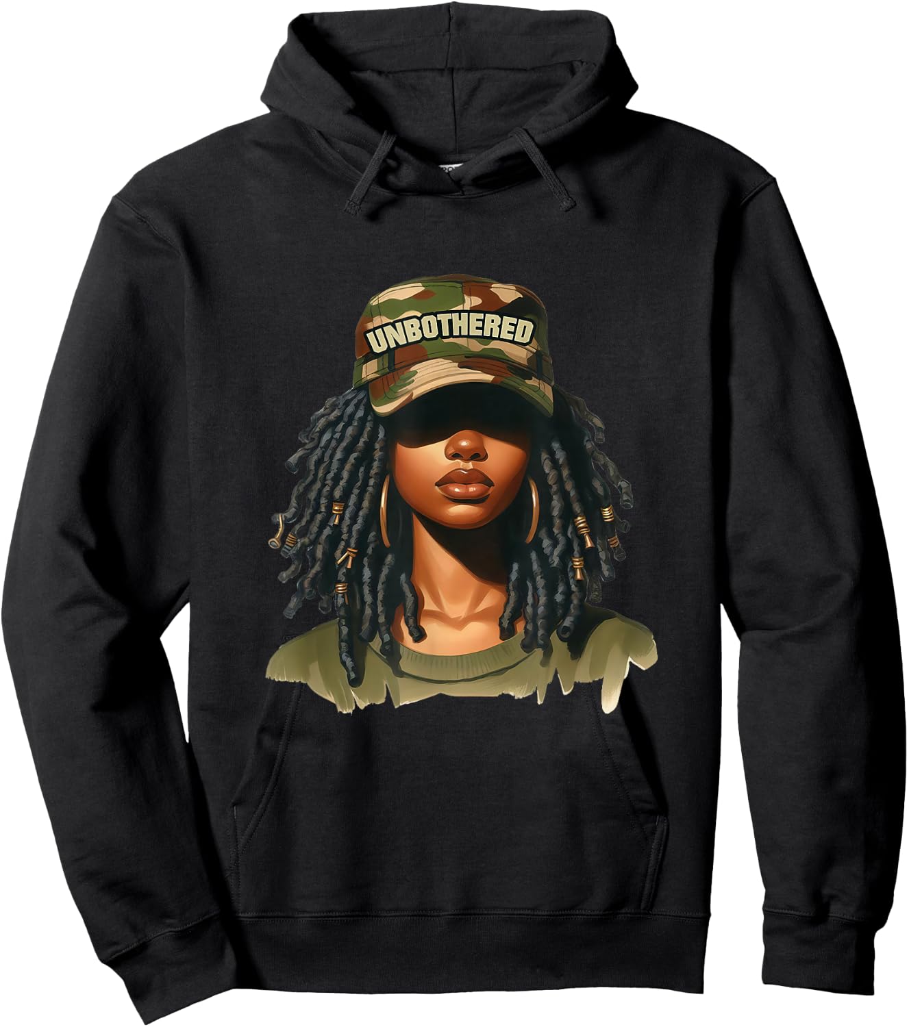 Melanin Unbothered Black Woman Locs Camo Black History Month Hoodie - Hoodie | Black