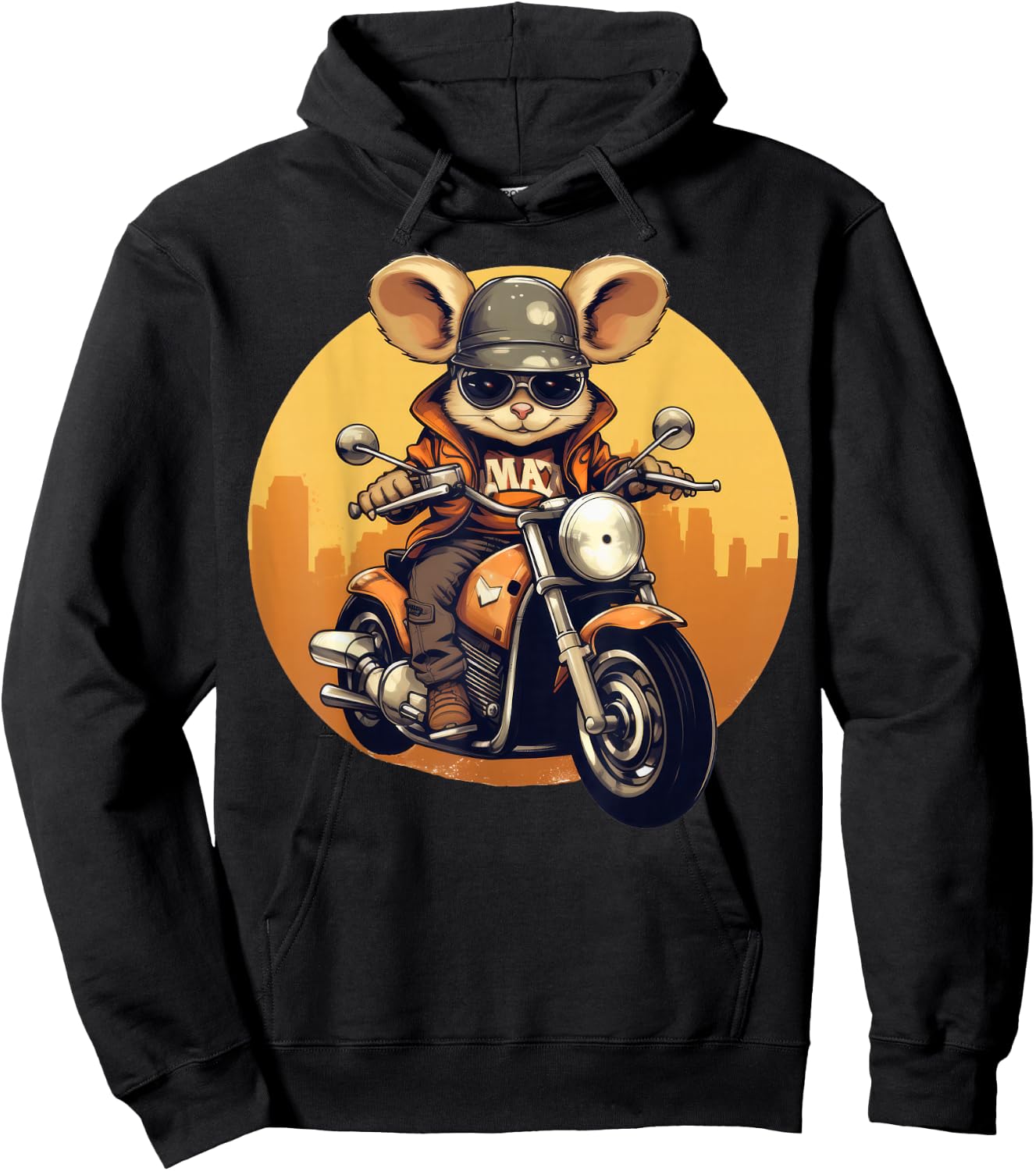 Cool Mouse on the Motorcycle Hoodie - Hoodie | Black