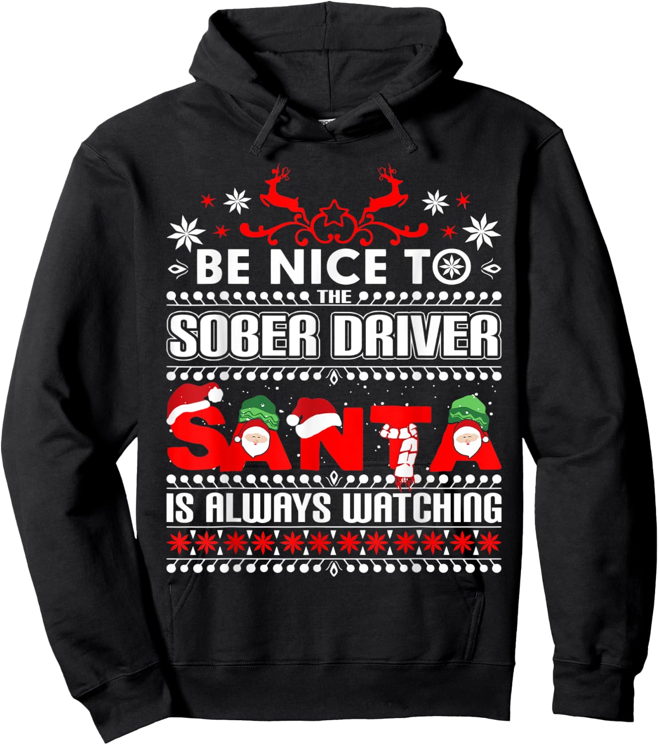 Festive Designated Driver Gift Ugly Christmas Sober Driving Hoodie - Hoodie | Black