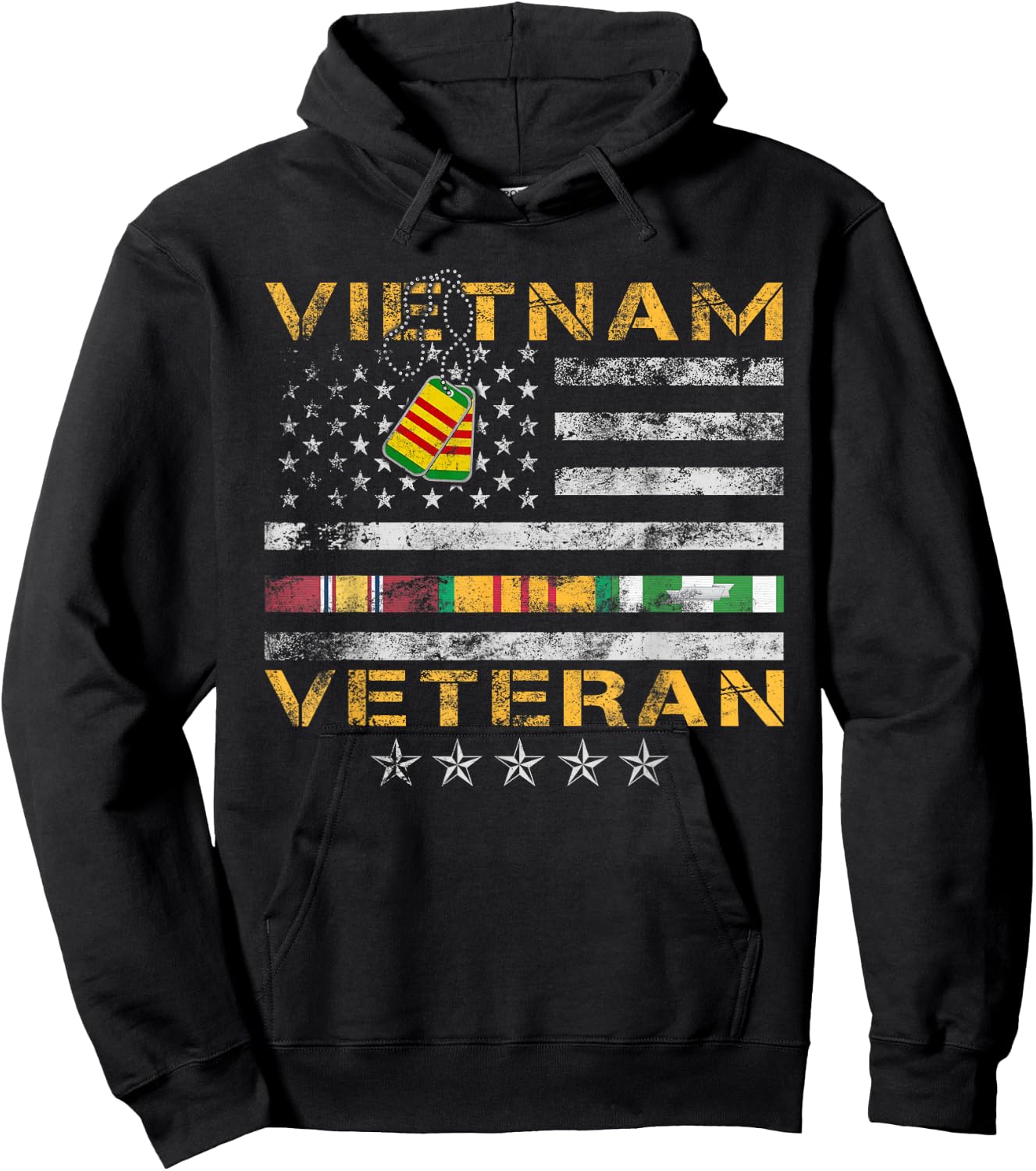 Proud Vietnam Veteran American Flag Shirt Vietnam War Vet Hoodie - Hoodie | Black
