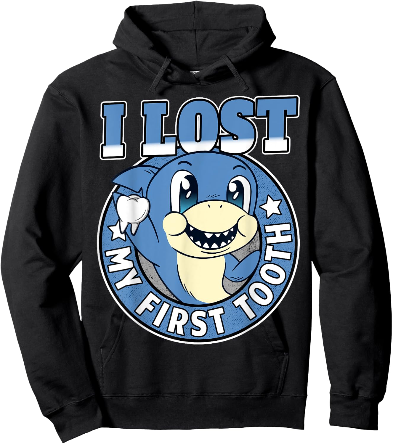 Tooth Fairy Teeth Out Boys Funny Shark I Lost My First Tooth Hoodie - Hoodie | Black