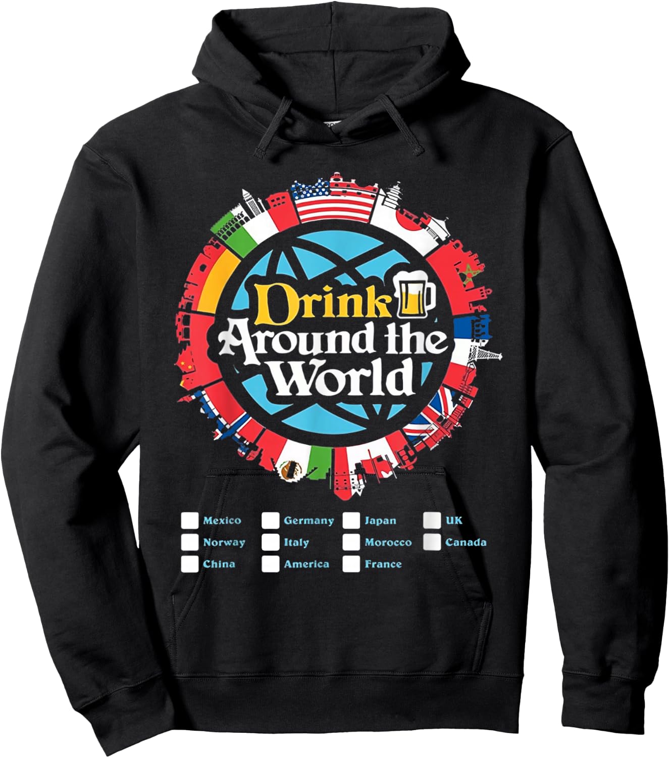 Drinking Around The World Hoodie - Hoodie | Black