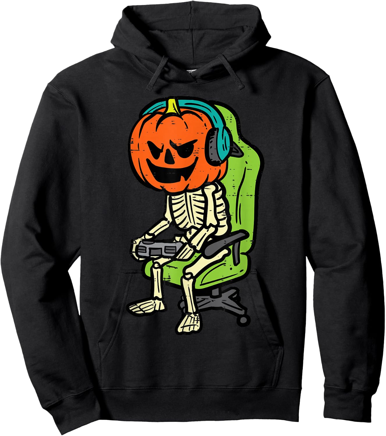 Halloween Gamer Skeleton Pumpkin Costume Men Boys Kids Teen Hoodie - Hoodie | Black