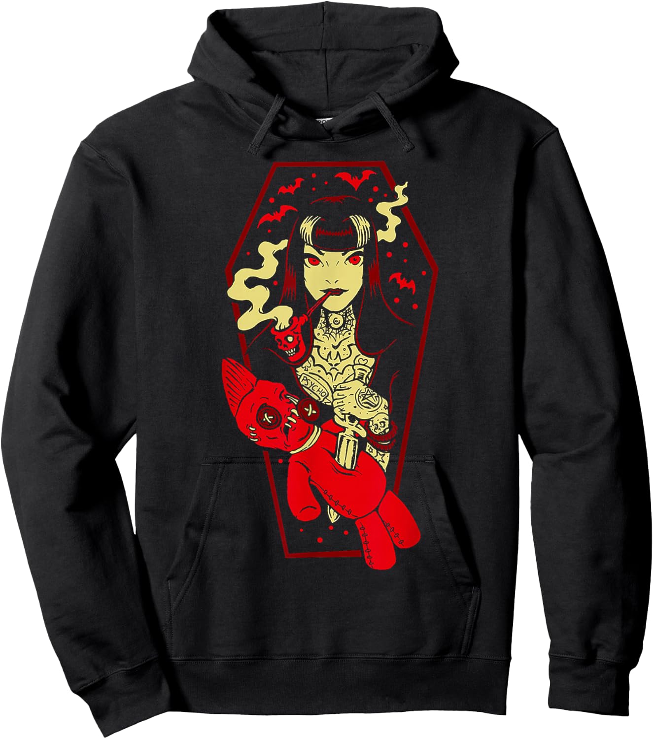 Horror Art - Voodoo Witch - Psychobilly Punk Art Hoodie - Hoodie | Black