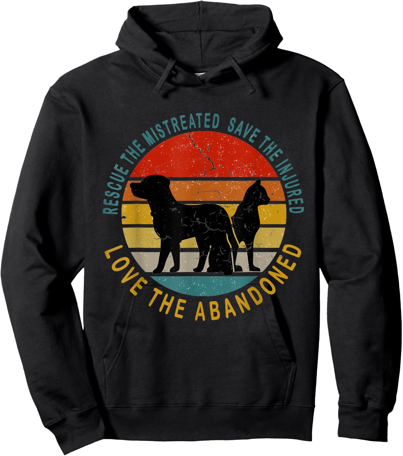 Rescue Save Love - Animal Rescue vintage Design gift Hoodie - Hoodie | Black