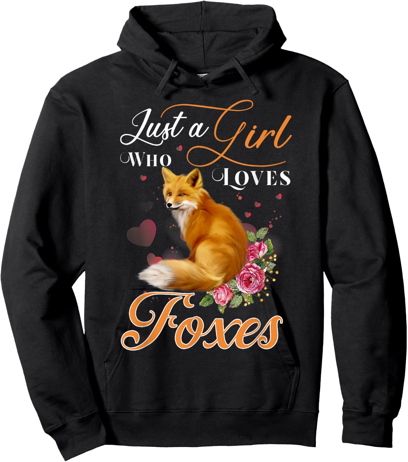 Fun Just a Girl Who Loves Foxes Girls, Women & Coyote Lovers Hoodie - Hoodie | Black