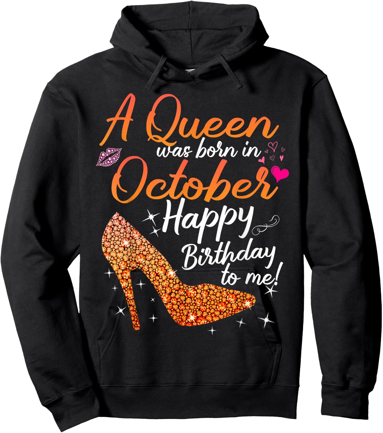 Queens Are Born In October October birthday s Hoodie - Hoodie | Black
