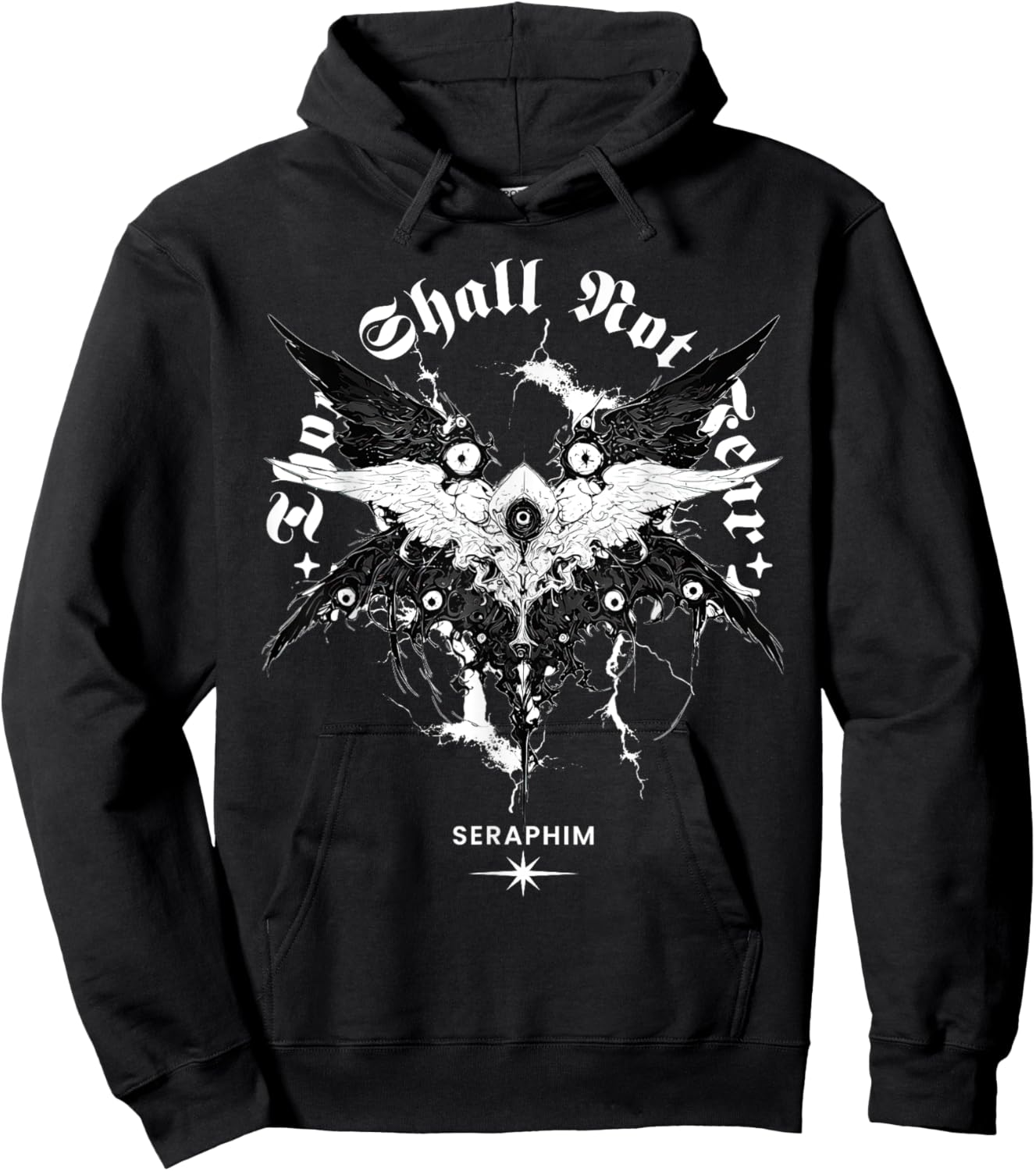 Gothic Seraphim Dark Aesthetic Biblical Angel Hoodie - Hoodie | Black