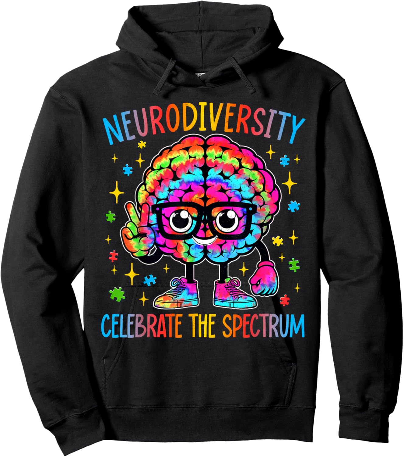 Neurodiversity Brain Autism Awareness ASD ADHD Men Women Kid Hoodie - Hoodie | Black
