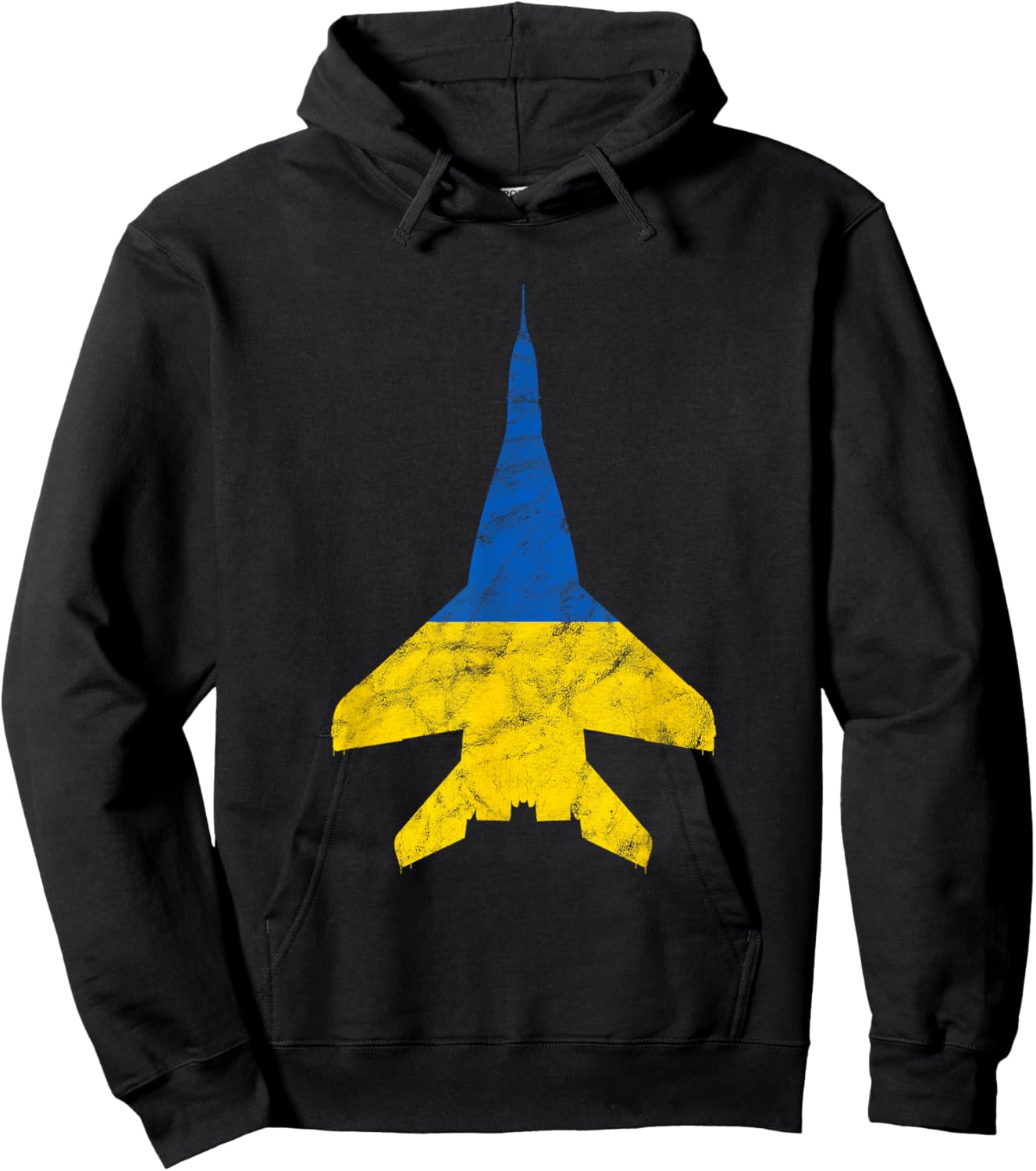Ukraine MiG-29 Jet Fighter Airplane Vintage Flag Design Hoodie - Hoodie | Black