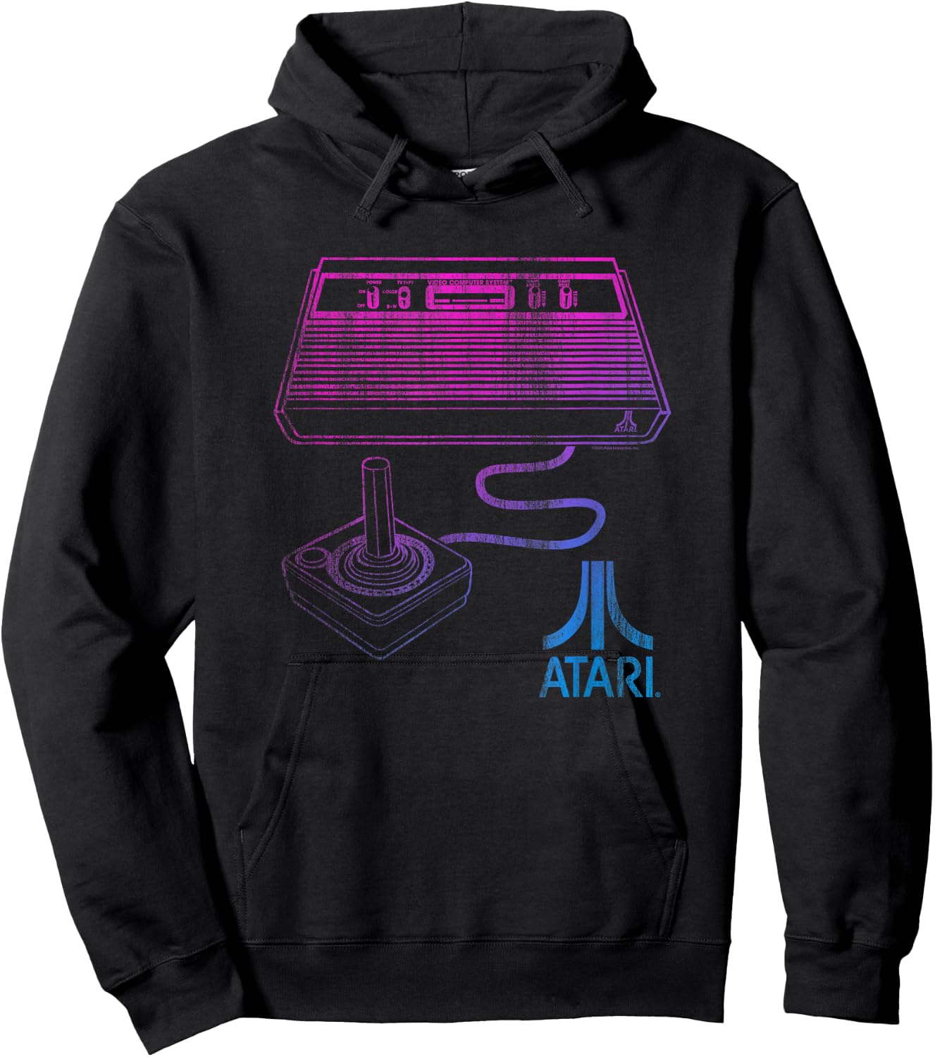 Ripple Junction x Atari Neon 80’s Console Pink & Blue Design Hoodie - Hoodie | Black