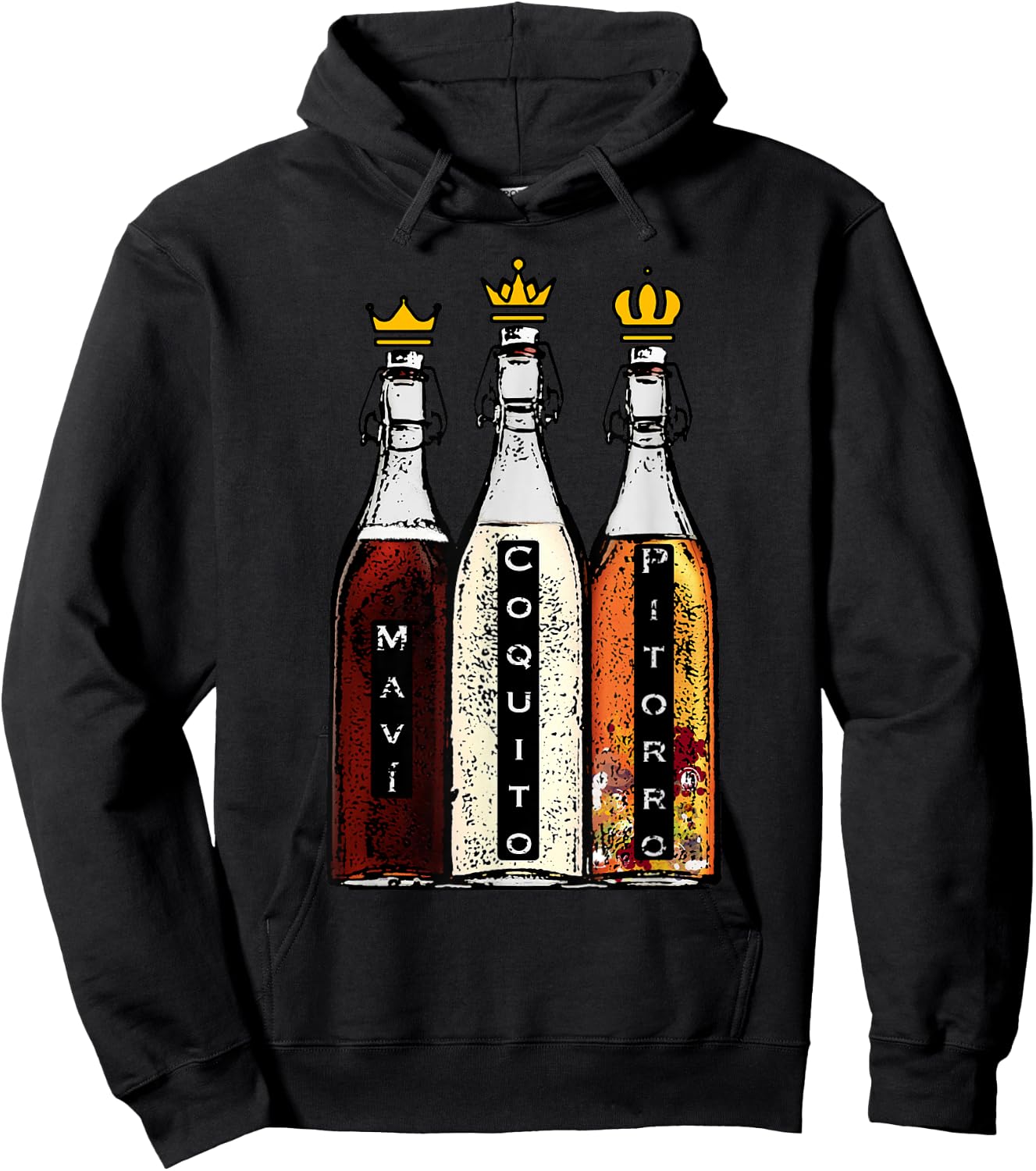 Puerto Rico Three Kings Mavi Coquito and Pitorro Boricua Hoodie - Hoodie | Black