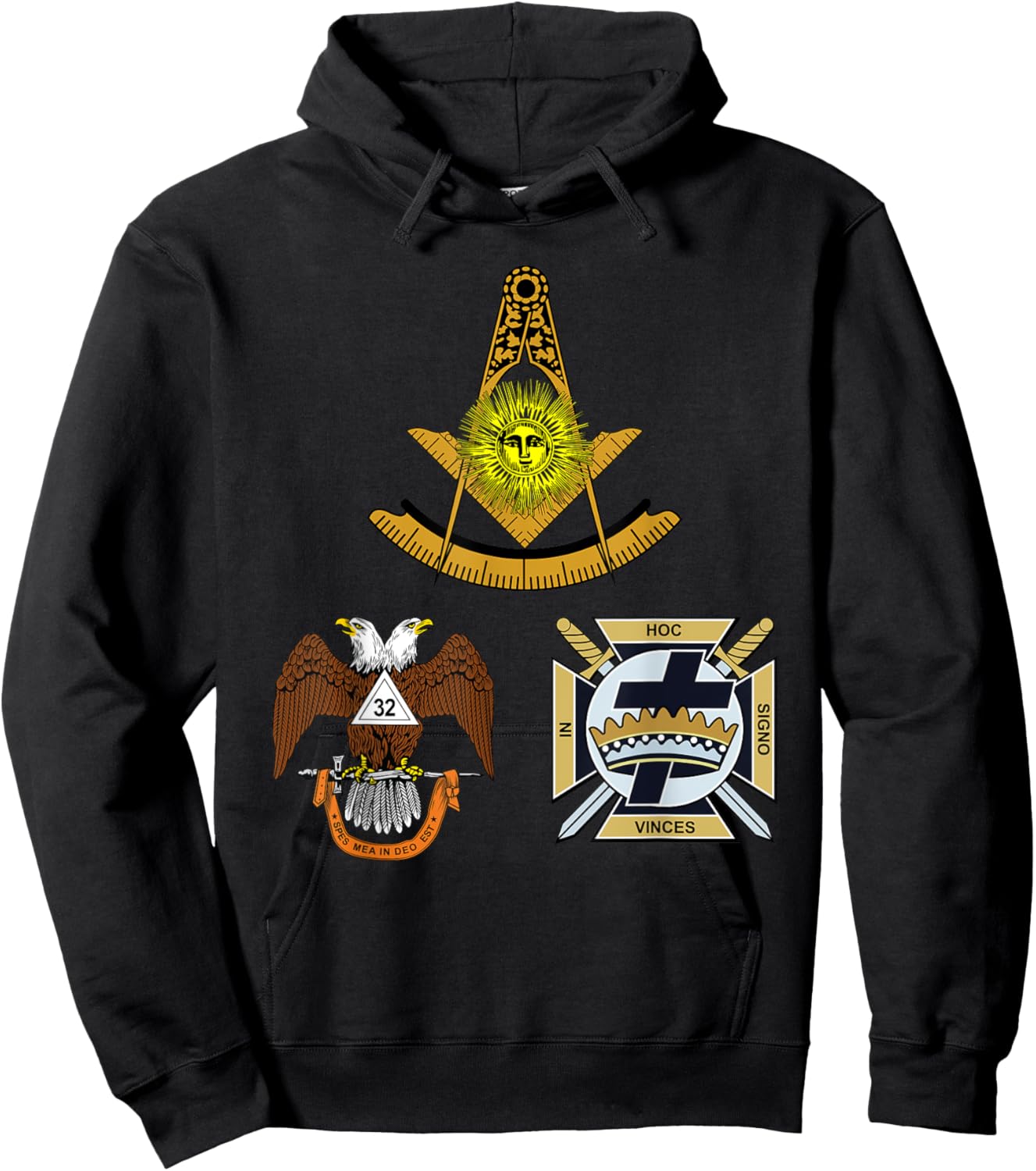 Past Master Mason 32nd Knights Templar Scottish York Rite WD Hoodie - Hoodie | Black