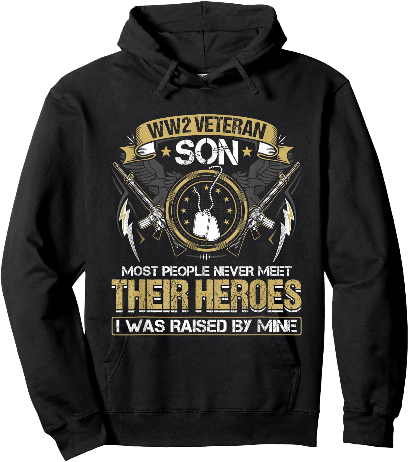 Proud World War 2 Veteran Son Military WW 2 Veterans Family Hoodie - Hoodie | Black