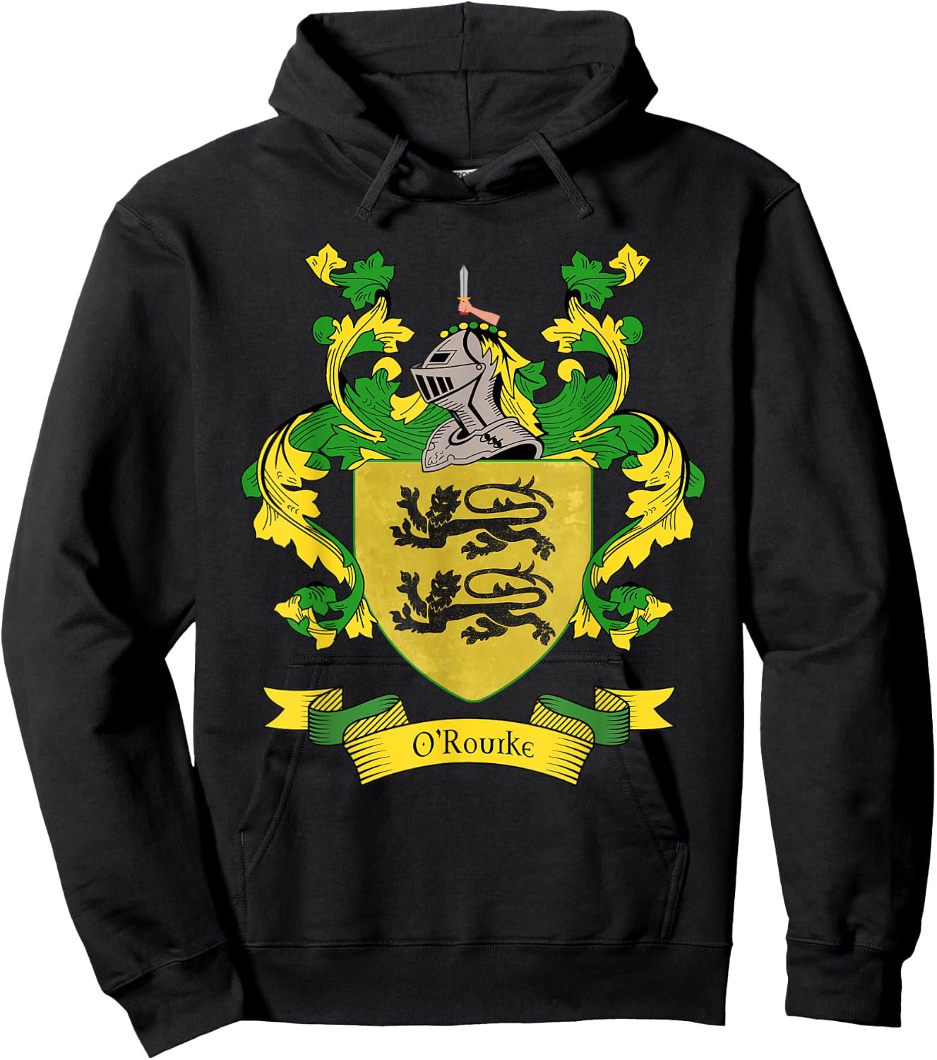 O'Rourke Coat of Arms | O'Rourke Surname Family Crest Hoodie - Hoodie | Black