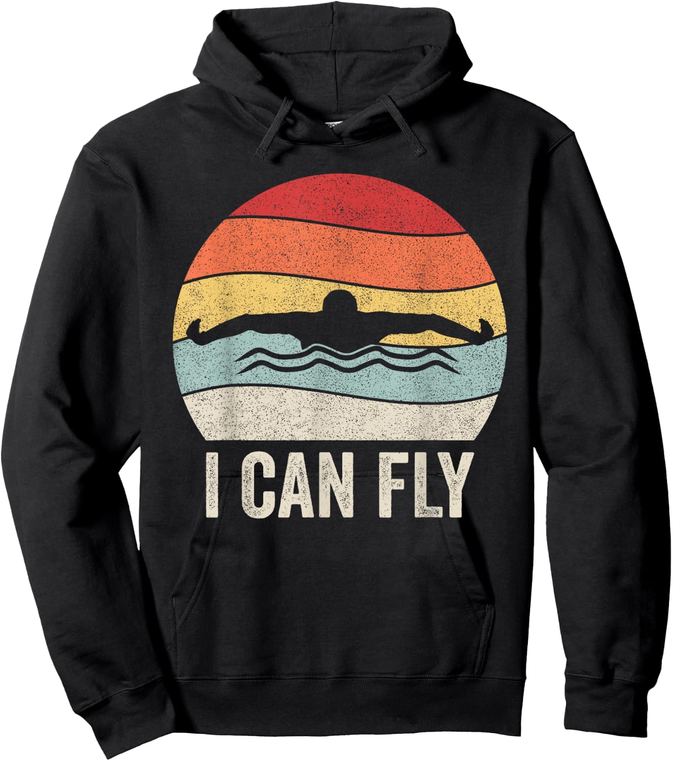 Retro I Can Fly Swimming Team Shirt Swim Coach Swimmer Gift Hoodie - Hoodie | Black