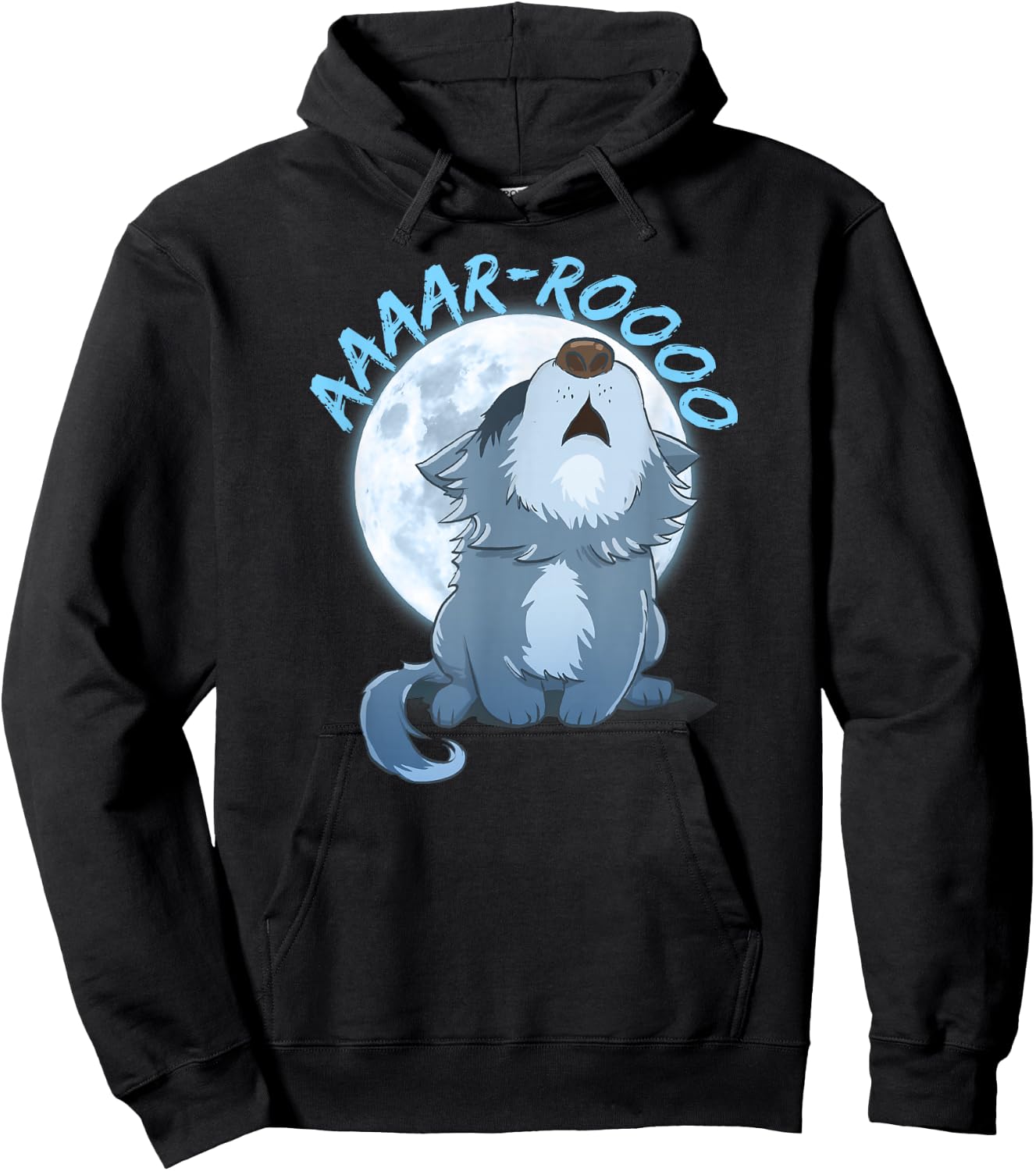 Howling Wolf Puppy Full Moon Gift Graphic T Hoodie - Hoodie | Black