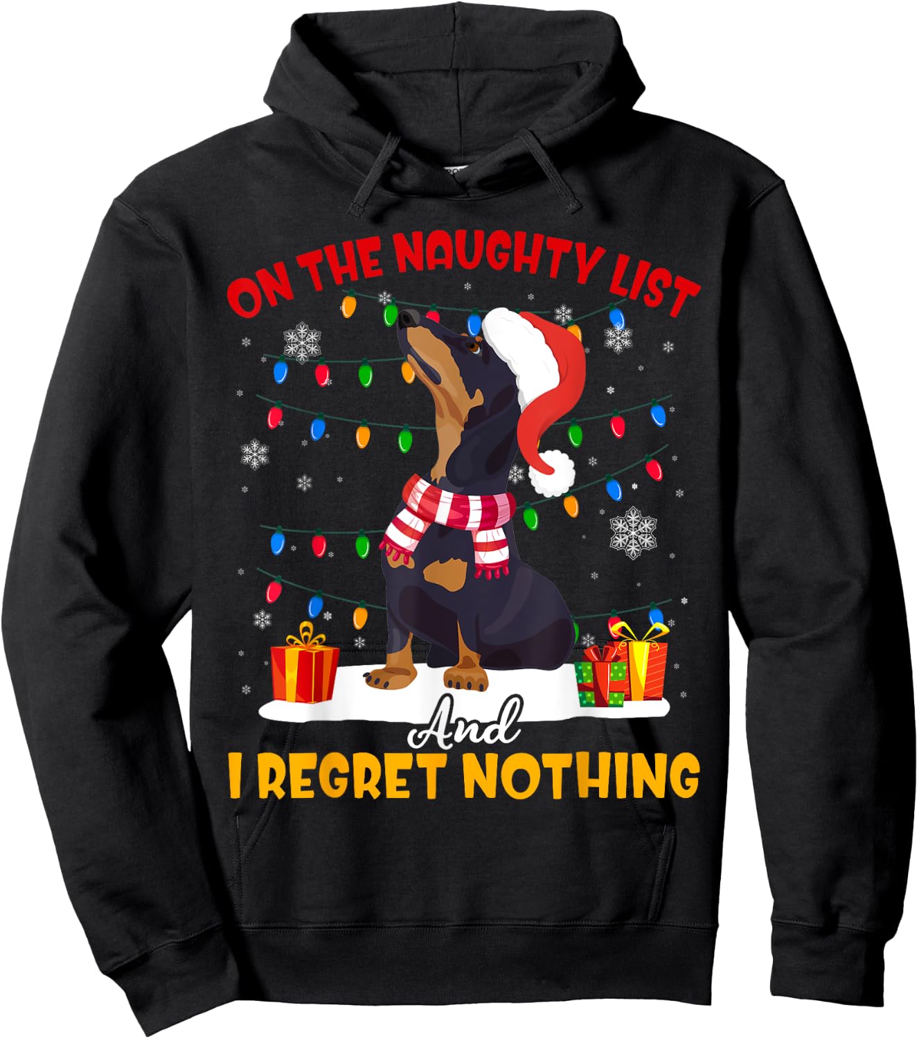 Dachshund Santa On The Naughty List Dachshund Christmas Gift Hoodie - Hoodie | Black