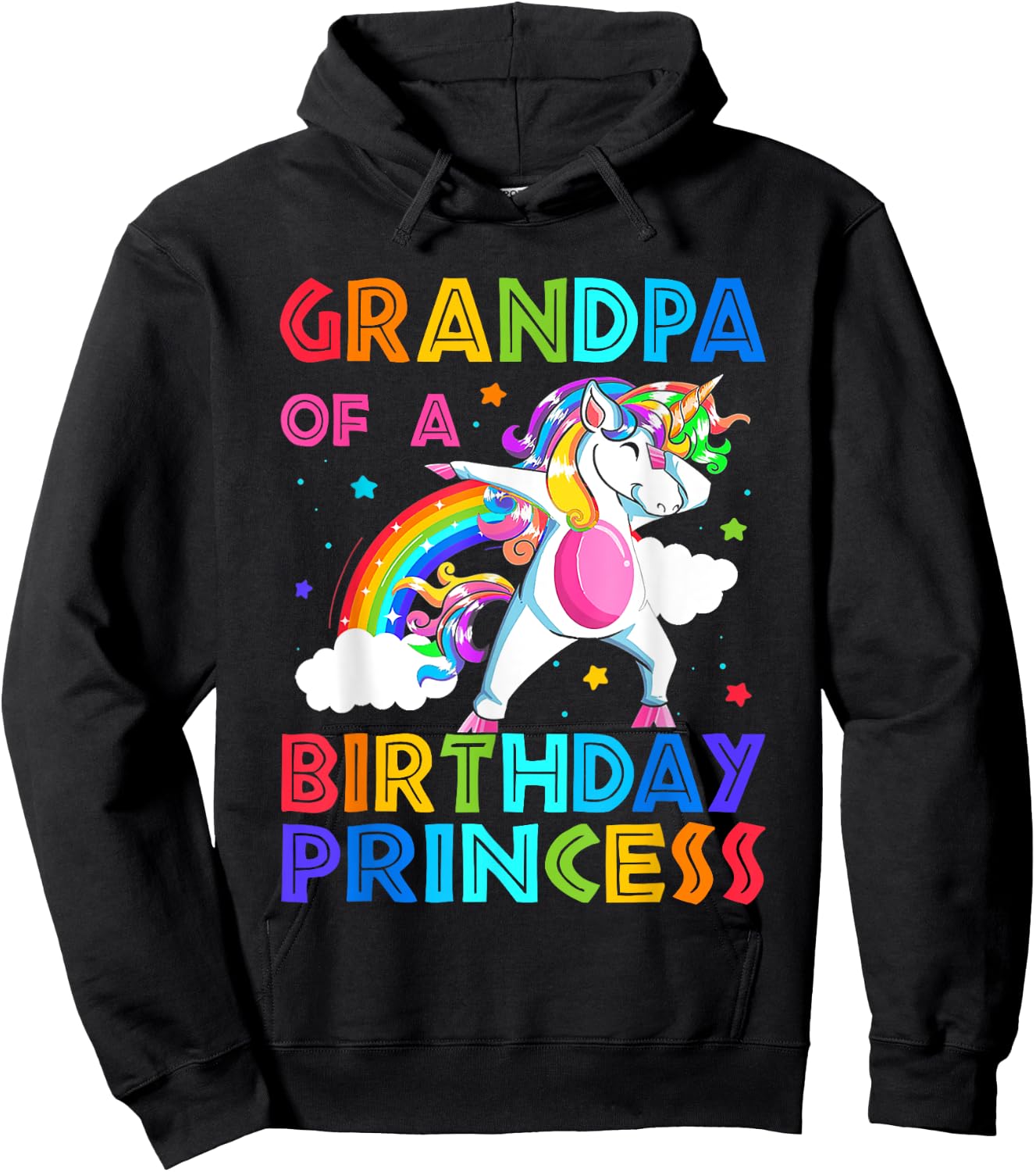 Grandpa Of The Birthday Princess Unicorn Rainbow Gifts Hoodie - Hoodie | Black