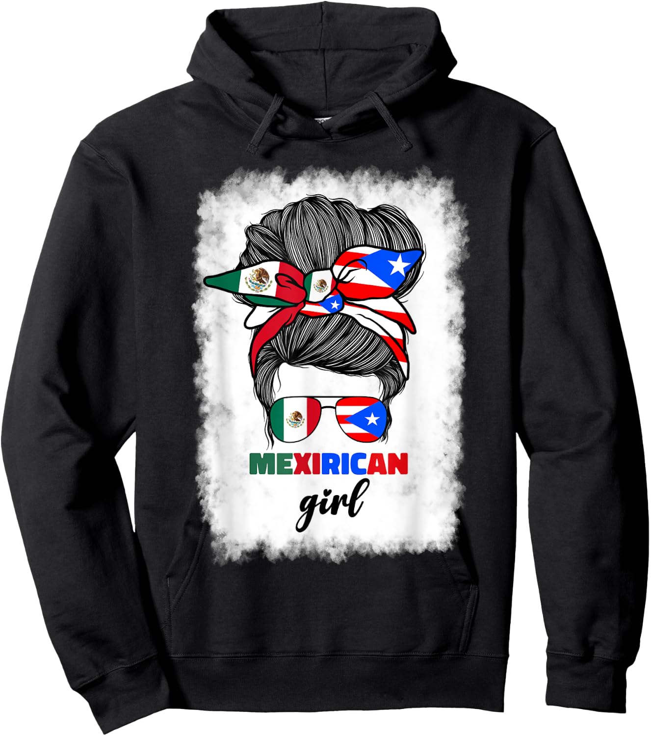 Mexirican Girl Mix Half Mexican And Puerto Rican Rico Flag Hoodie - Hoodie | Black