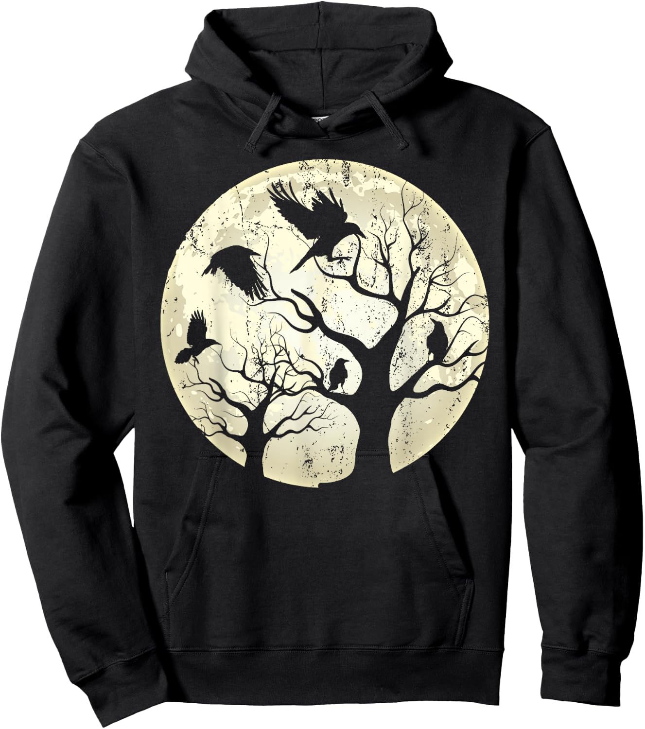Gothic Animal Forest Bird Raven Creepy Night Moonlight Crow Hoodie - Hoodie | Black