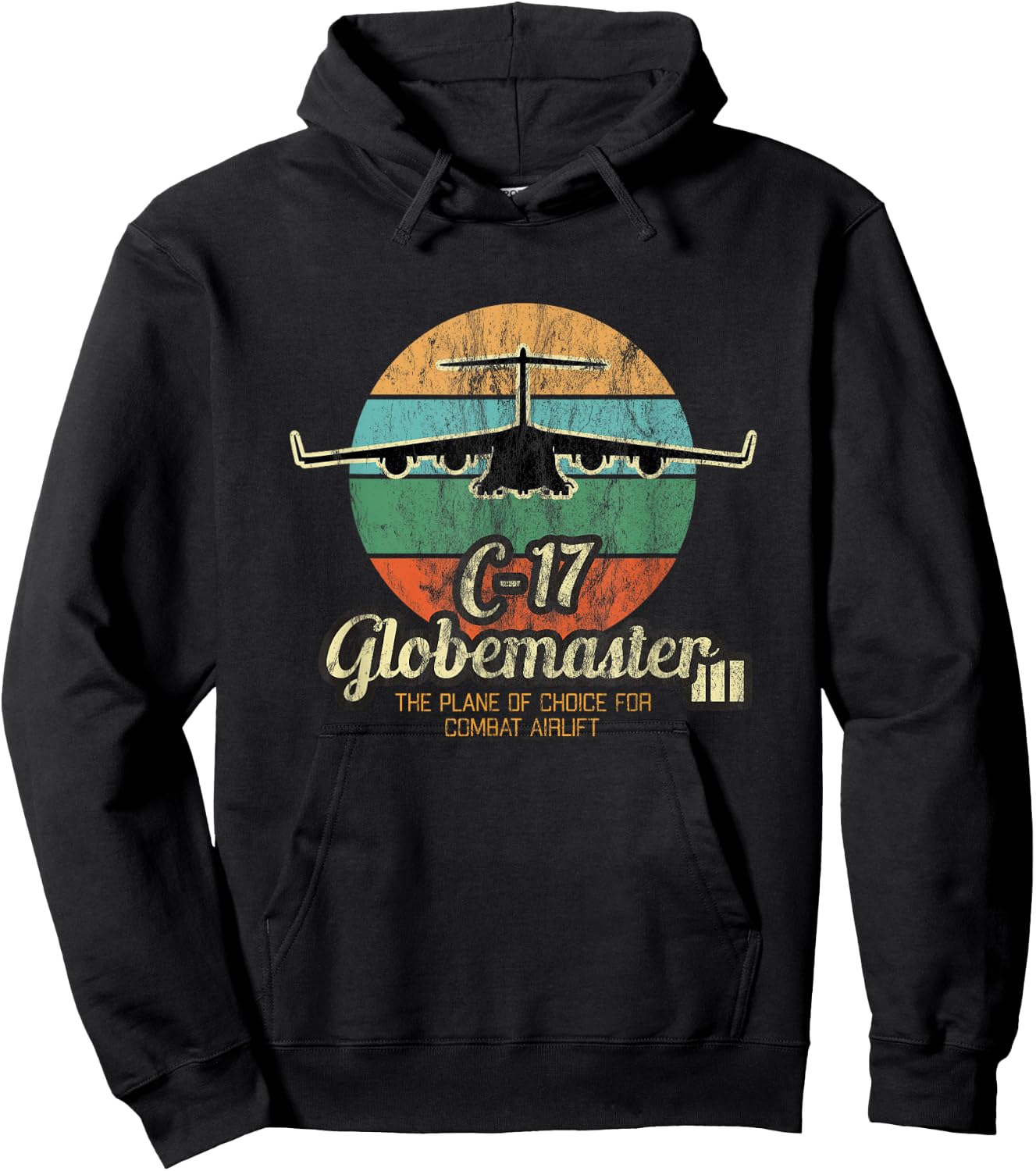 Globemaster III Vintage Sunset Combat Airlift Cargo Airplane Hoodie - Hoodie | Black