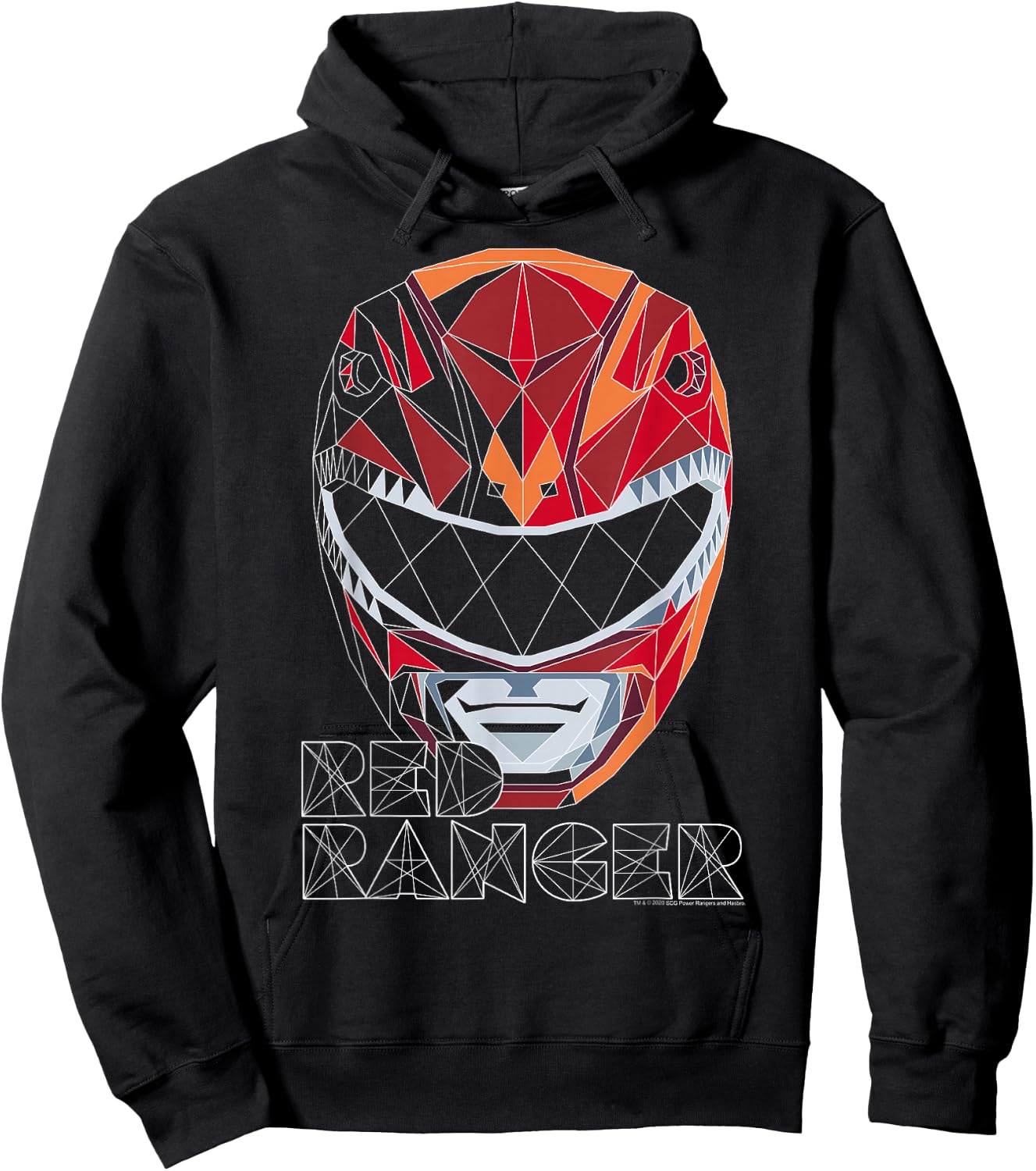 Power Rangers Red Ranger Geometric Helmet Big Face Hoodie - Hoodie | Black