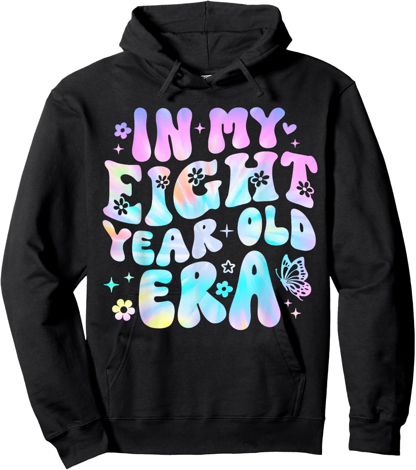 Groovy In My Eight Year Old Era Girl 8th Birthday 8 Yrs Old Hoodie - Hoodie | Black