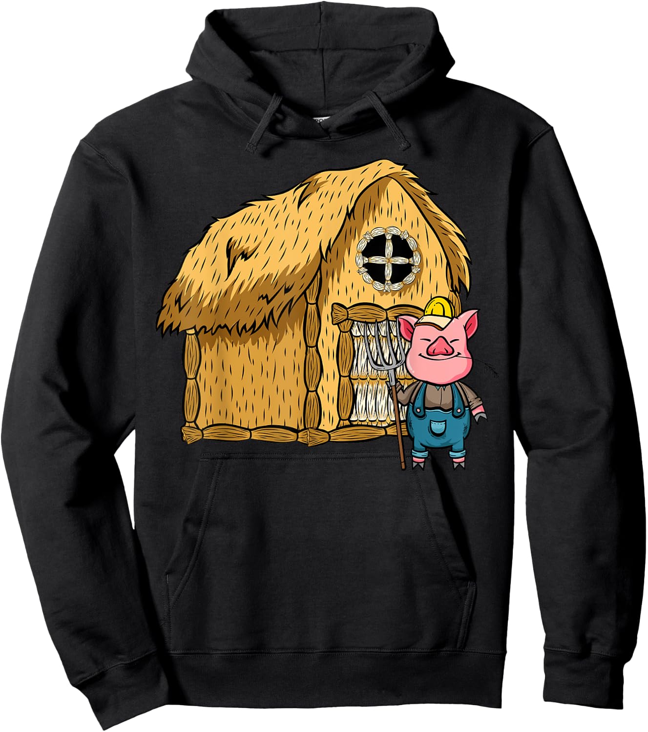Three Pigs Lazy Halloween Costume - Straw House Hoodie - Hoodie | Black