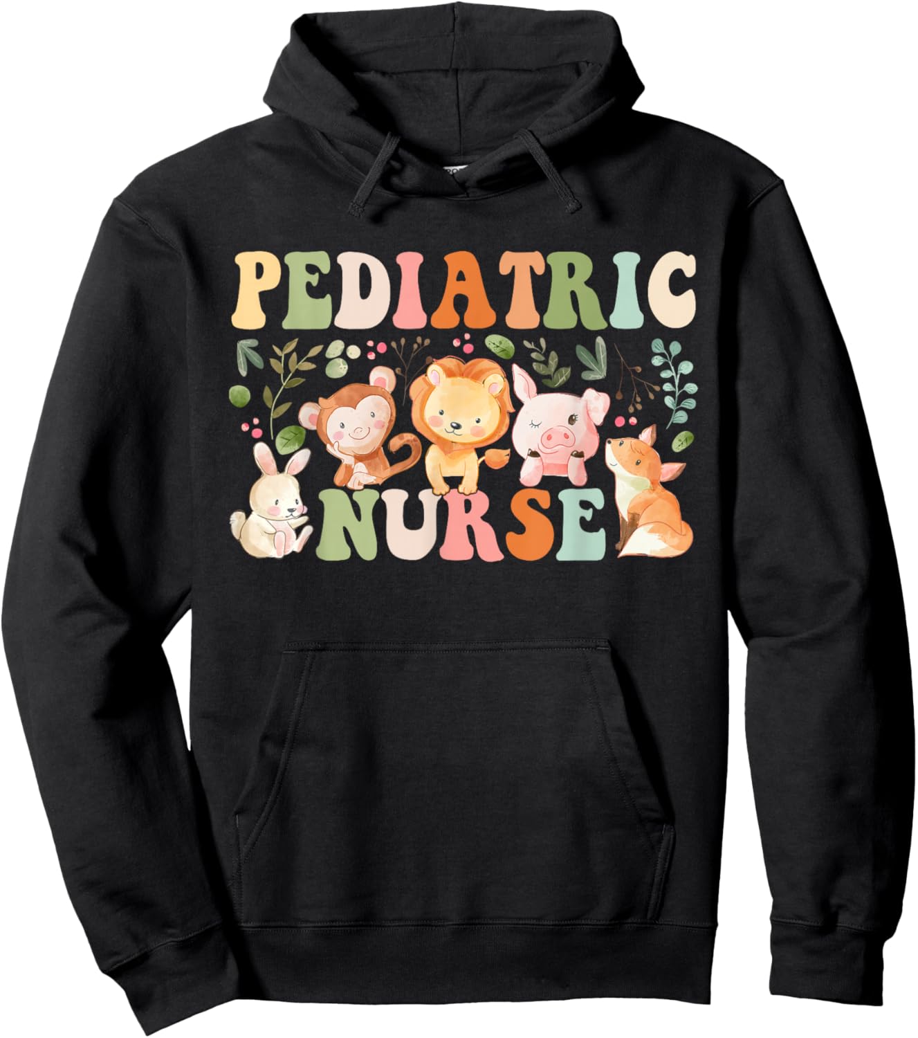 Pediatric Nurse Cute Zoo Animals PICU Registered Nurse Hoodie - Hoodie | Black