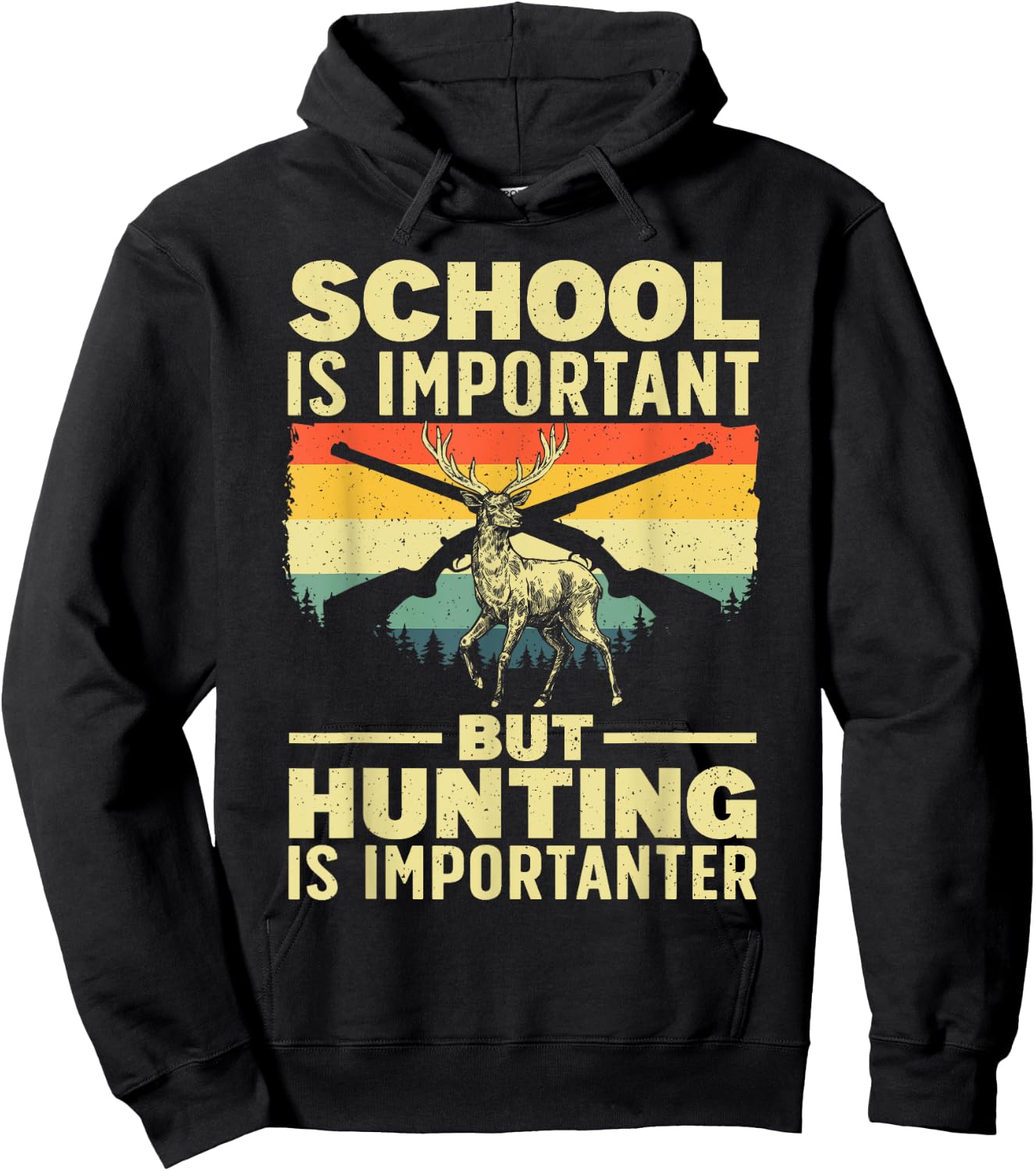 Funny Hunting Art for Boys Men Deer Hunter Wildlife Hunting Hoodie - Hoodie | Black