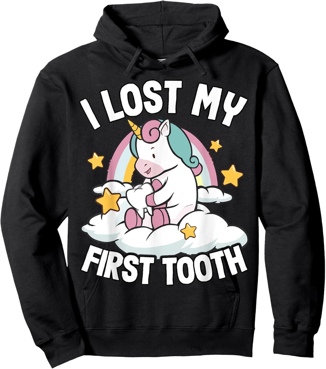 I Lost My First Tooth Girl Tooth Fairy Teeth Out Unicorn Hoodie - Hoodie | Black
