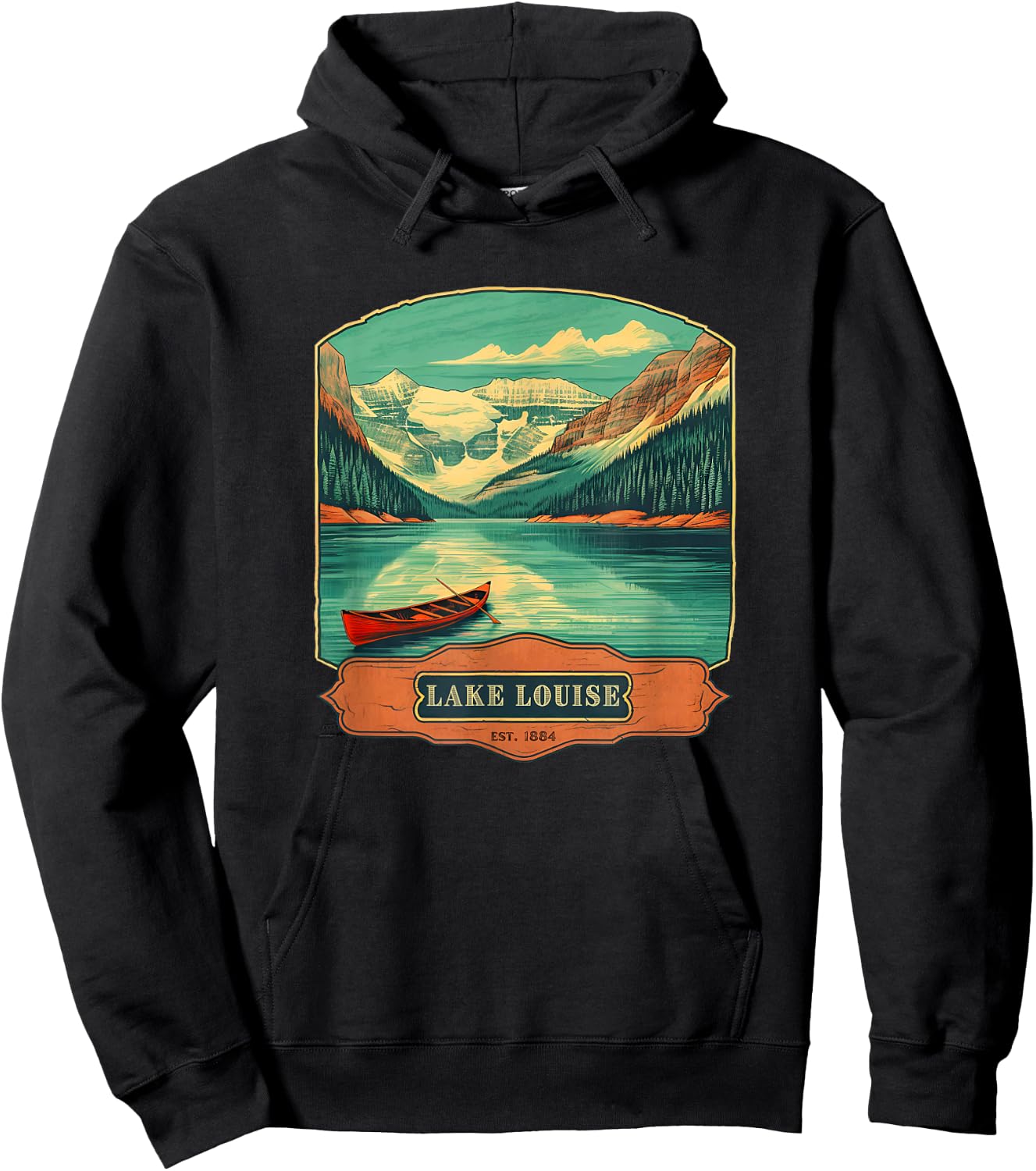 Vintage Style Lake Louise Hoodie - Hoodie | Black
