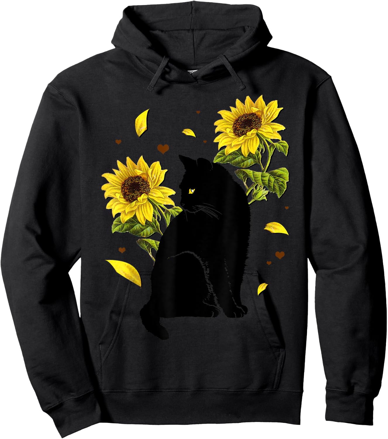 Cat Sunflower Christmas Tree Sun Flower Cat Lover Gift Men Women Kids Hoodie - Hoodie | Black