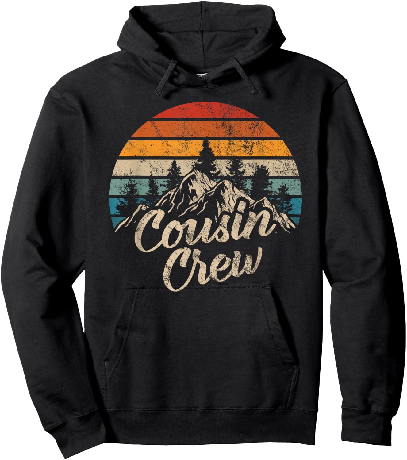 Cousin Crew Camping Outdoor Sunset Summer Camp Hoodie - Hoodie | Black