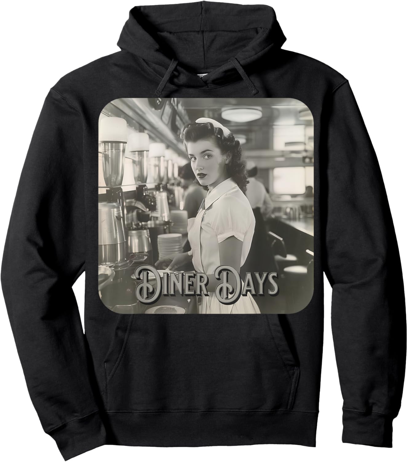 Vintage Diner Days Hoodie - Hoodie | Black
