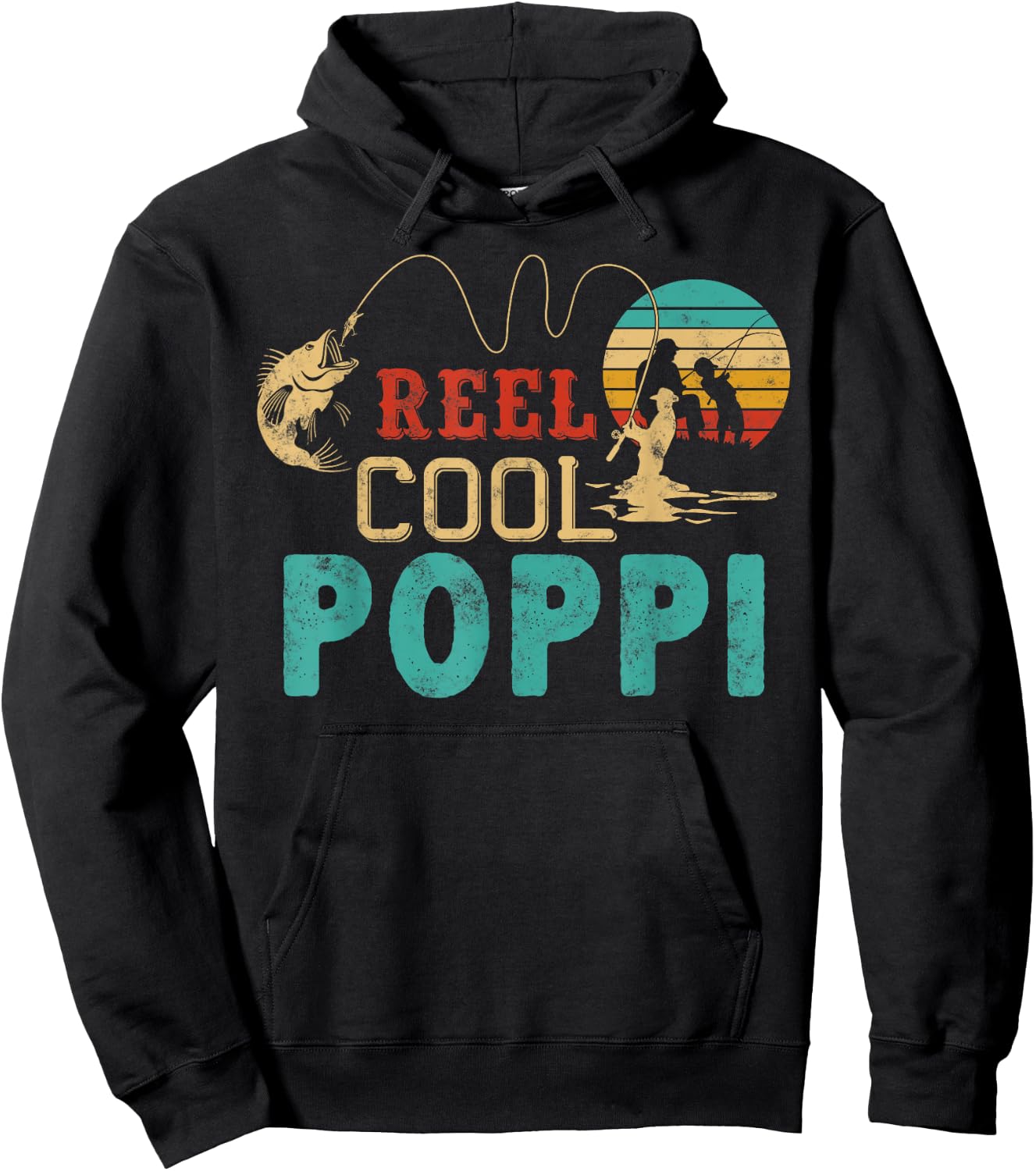 Fishing Reel Cool Poppi Father’s day gift Fisherman Poppi Hoodie - Hoodie | Black