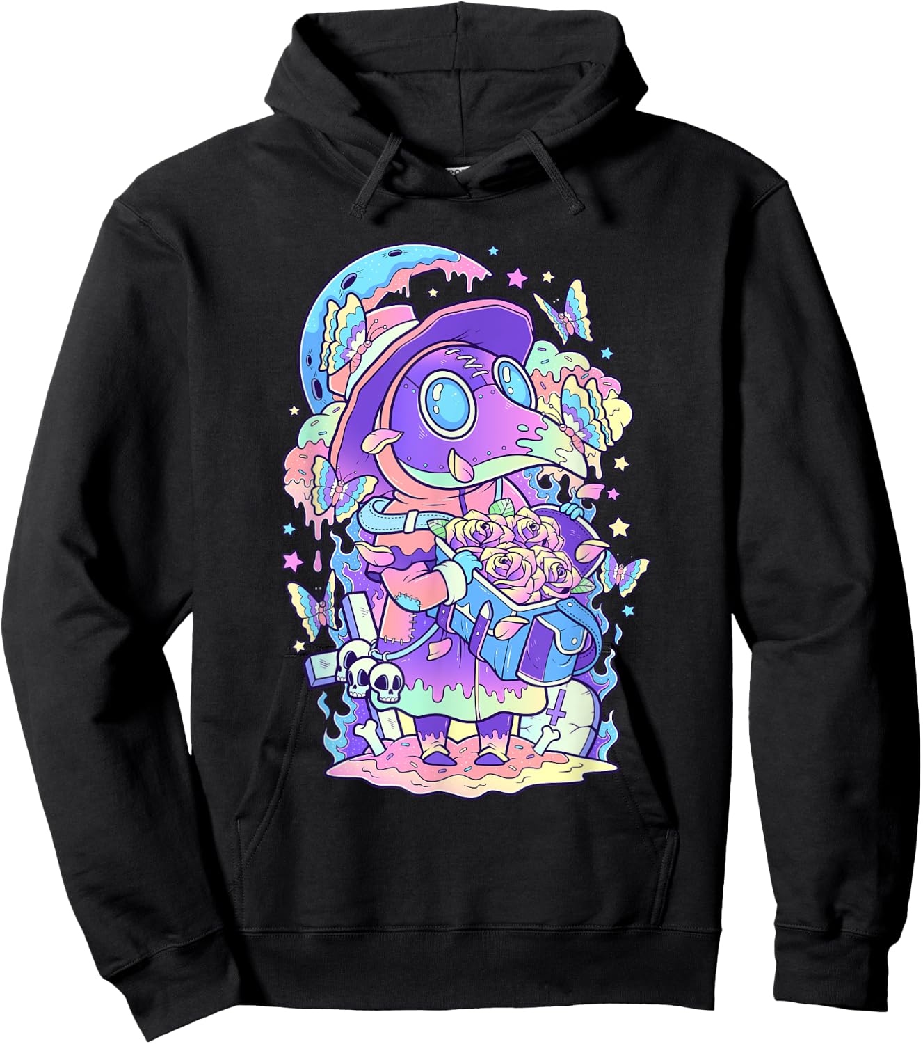 Kawaii Pastel Goth Cute and Scary Plague Doctor Hoodie - Hoodie | Black