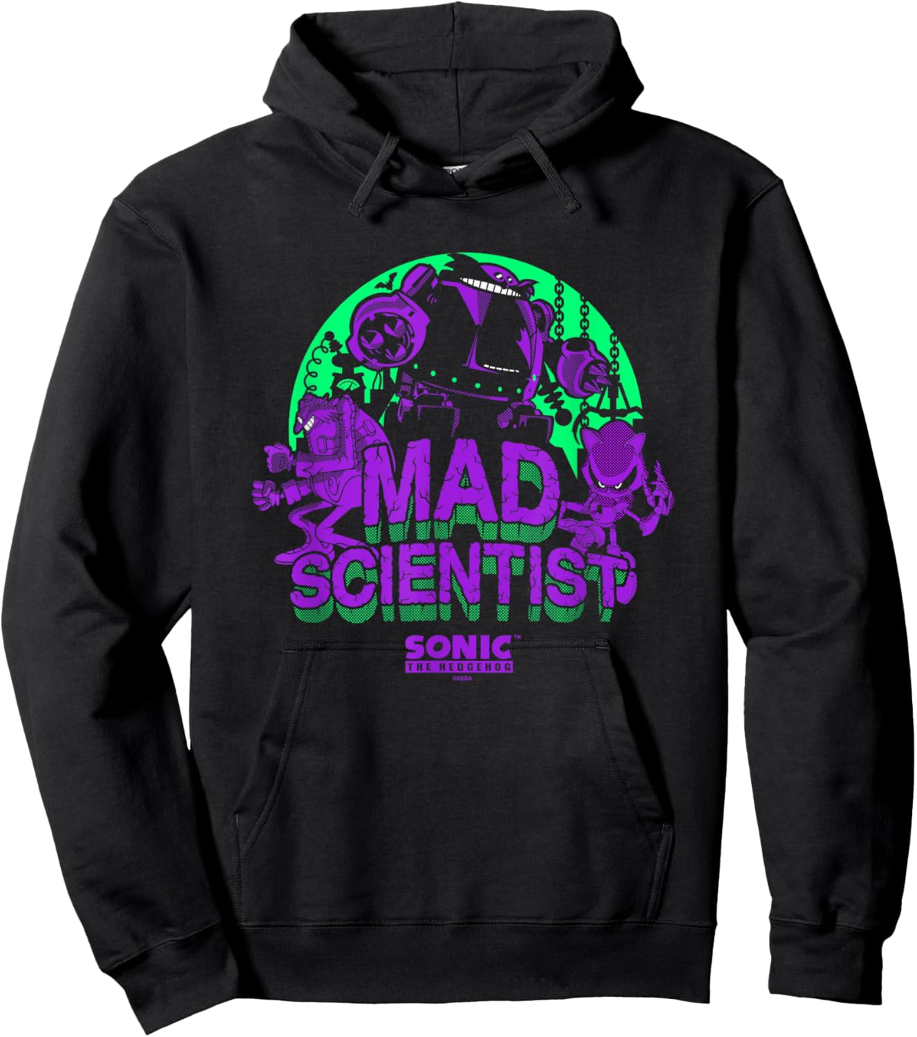 Sonic The Hedgehog Halloween Mad Scientist Eggman Retro Neon Hoodie - Hoodie | Black
