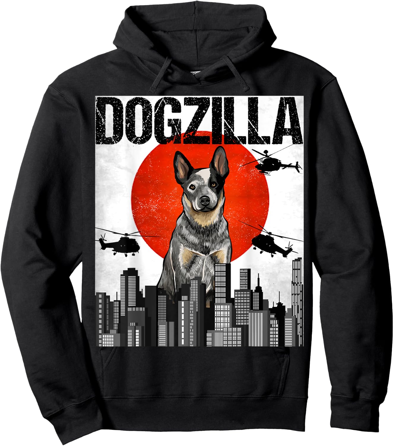 Funny Vintage Japanese Dogzilla Australian Cattle Dog Women Hoodie - Hoodie | Black
