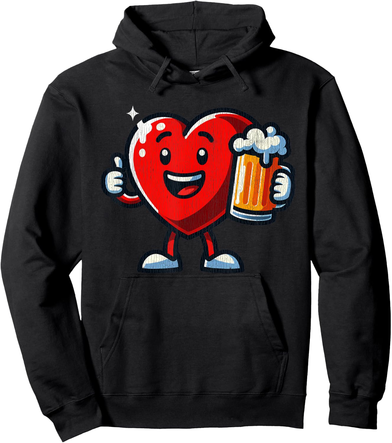 Beer Valentines Hearts Day Funny Lover Men Women Hoodie - Hoodie | Black