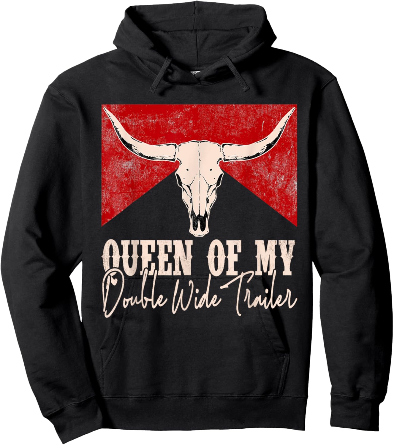 Queen Of My Double Wide Trailer Cowboy Sunset Boots Hats Hoodie - Hoodie | Black