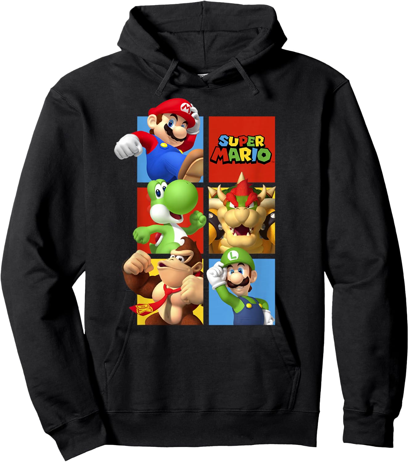 Super Mario Classic Character Box Up Hoodie - Hoodie | Black