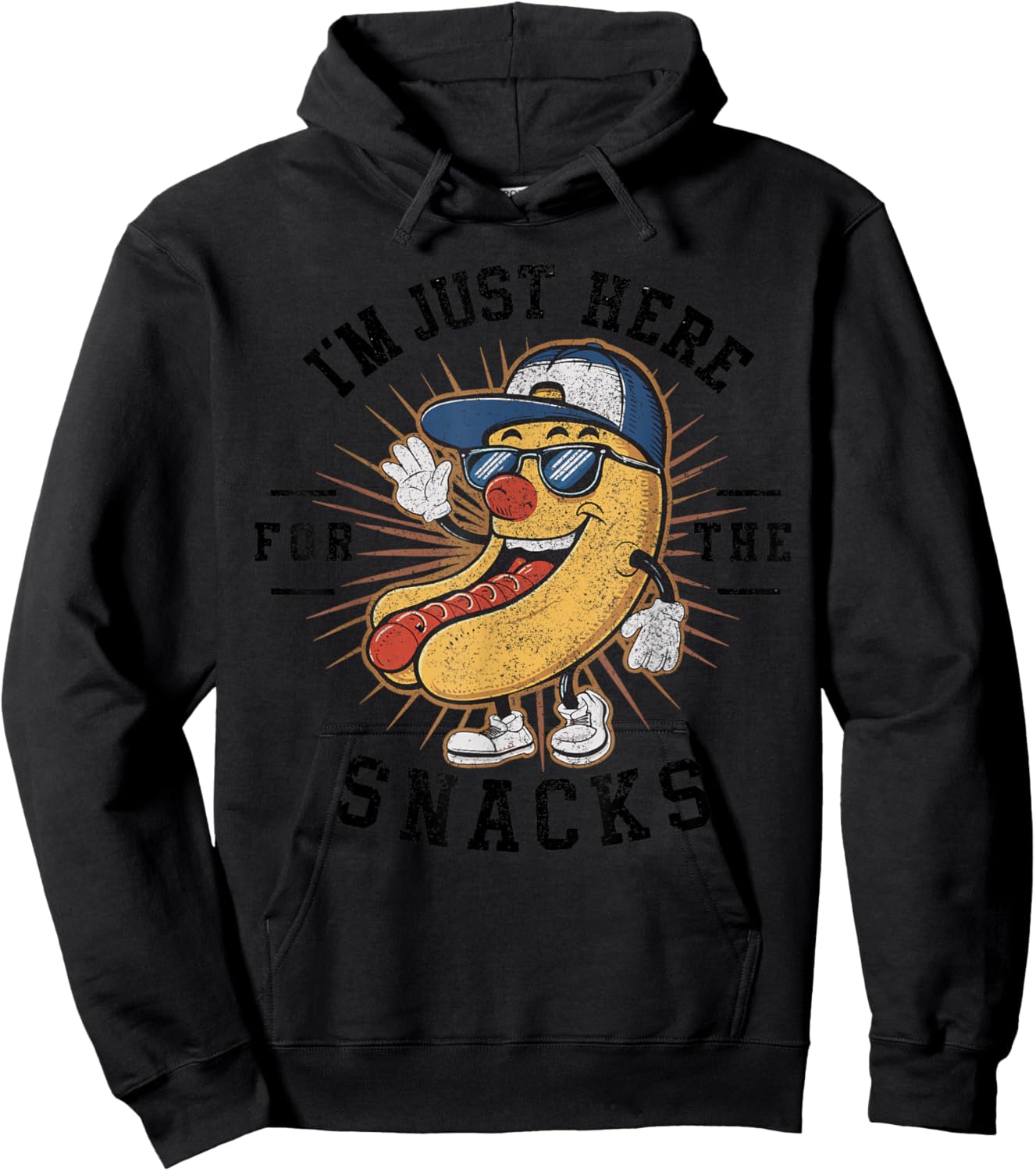 Funny I'm Just Here For The Snacks Football Hoodie - Hoodie | Black