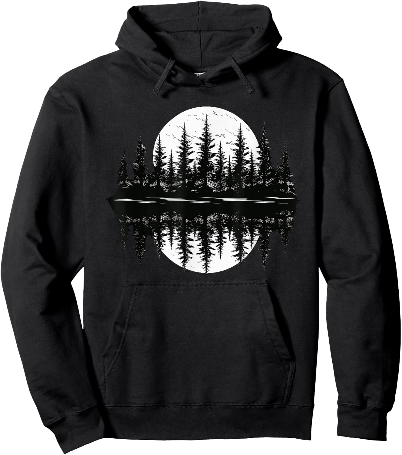 Mountain Landscape Reflection Forest Trees Outdoor Wildlife Hoodie - Hoodie | Black