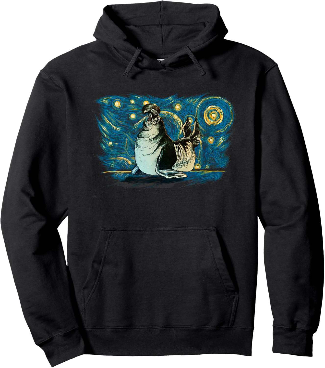 Retro Vintage Style Elephant Seal Hoodie - Hoodie | Black
